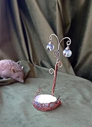 Оригінальна прикраса столу. свічник "мідний ліхтар із кришталевими лампами".1 фото