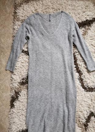 Сукня  плаття максі довге сіре в'язане bershka2 фото