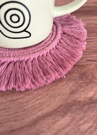 Костеры подставки под чашки/свичые макраме, розовые, сет из двух штук