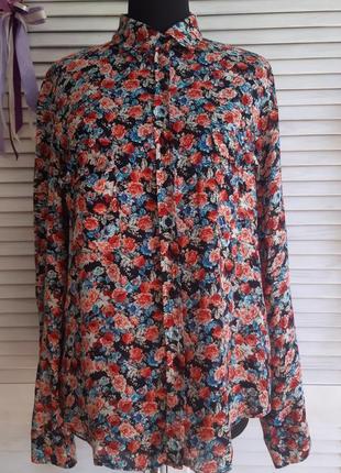 Лёгкая, яркая рубашка, блуза в цветочный принт zara