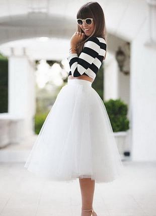 Фатиновая юбка пачка, женская, многослойная, 5 слоев фатина,🔝 пышная, нарядная, белая2 фото