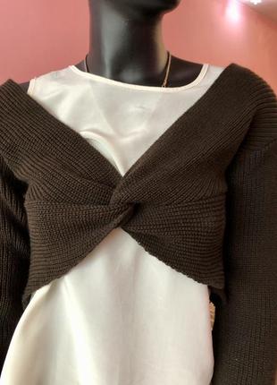 Кофта, накидка, укорочённый свитер prettylittlething, размер 50, 52, 544 фото