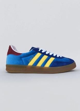 Кроссовки adidas gazelle x gucci blue3 фото