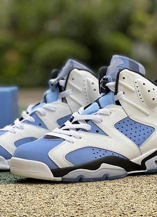 Кроссовки nike air jordan 6 retro unc blue white джордан aj6 голубые белые8 фото