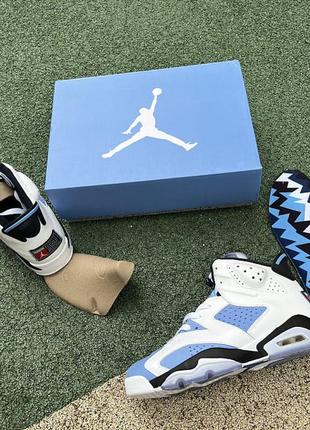 Кроссовки nike air jordan 6 retro unc blue white джордан aj6 голубые белые7 фото