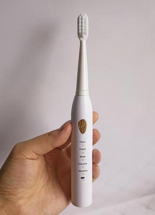 Звукова електрична зубна щітка - 4 насадок таймер - електрощітка зубна ультразвукова3 фото