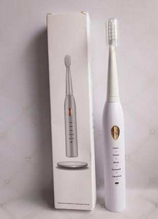 Звукова електрична зубна щітка - 4 насадок таймер - електрощітка зубна ультразвукова1 фото