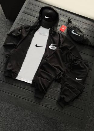 Чоловічий спортивний костюм nike кофта + штани + футболка + кепка + бананка1 фото