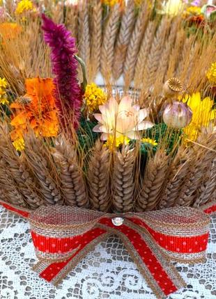 Осенний декор, венок на стол из сухоцветов, оберег3 фото