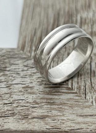 Кольцо обручальное серебряное родированное широкое6 фото