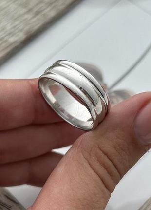 Кольцо обручальное серебряное родированное широкое5 фото