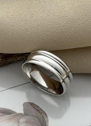 Кольцо обручальное серебряное родированное широкое8 фото