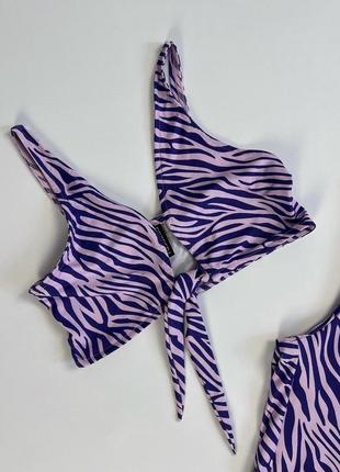 Фиолетовый комплект в принт зебры из топа и брюк3 фото
