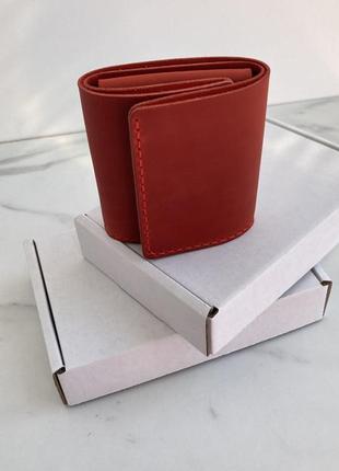 Шкіряний гаманець з монетницею "compact" червоний