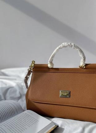 Сумка в стилі d&g sicilly brownз натуральної шкіри коричнева 29*18