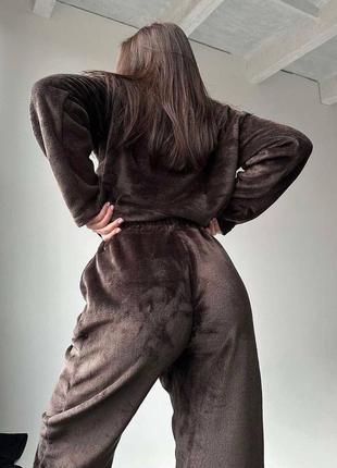 Велюровая пижама кофта худи + штаны6 фото