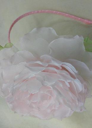 Обруч нежная роза, веночек с розой, цветы из шифона2 фото