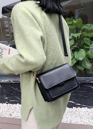 Женская сумка кросс-боди черная5 фото