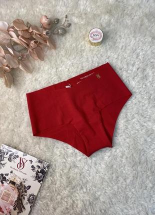 Трусики бикини xs s m  бесшовные victoria's secret красные с логотипом vs оригинал виктория сикрет