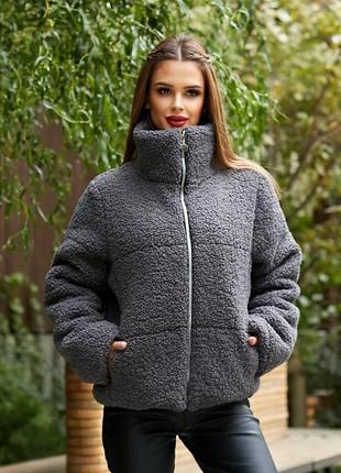 Зимняя теплая куртка женская барашек на силиконе1 фото