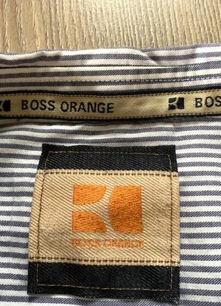 Мужская классическая рубашка с длинным рукавом в полоску hugo boss orange4 фото