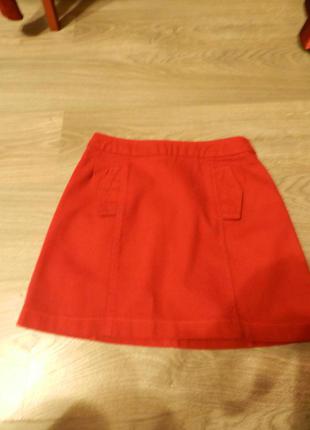 Вильветовая юбка-трапеция с завышенной талией красного цвета stradivarius3 фото