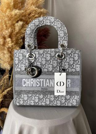 Жіноча сумка dior, шкіряна сумочка, сірий шопер діор