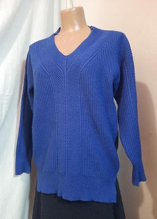 Классический женский синий свитер1 фото