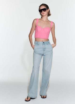 Блакитні джинси chinos широкі прямі із середньою посадкою zara — 34, 36