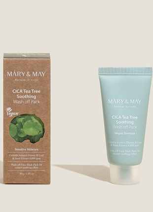 Mary&may cica tea tree soothing wash off pack глиняна маска з центеллою і чайним деревом