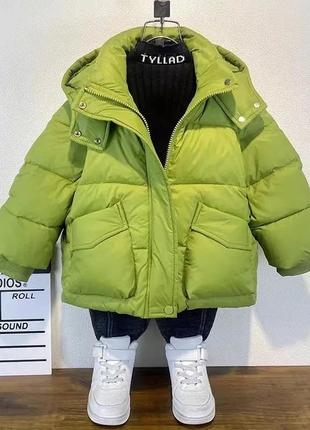 Стильная зимняя детская куртка (парка, пальто) оверсайз