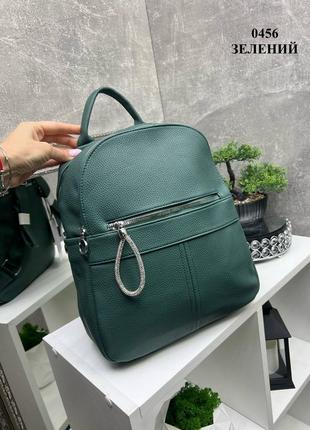 Зеленый рюкзак женский, экокожа1 фото