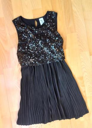 Стильное платье с пайетками here&there для девочки. / нарядное платье юбка плиссе  / вечернее платье / коктейльное платье сарафан