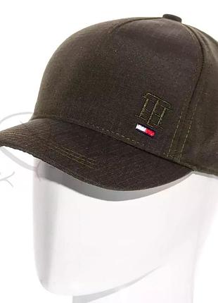 Мужская зимняя кепка с ушами теплая бейсболка с регулировкой tommy hilfiger bzr21674 хаки