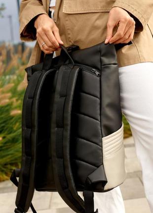 Рюкзак roll женский черно-серый из экокожи3 фото