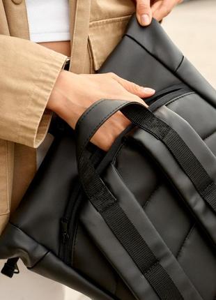 Рюкзак roll женский черно-серый из экокожи5 фото