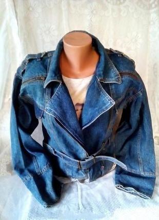Брутальная винтажная классическая косуха, джинсовая куртка в новом состоянии1 фото
