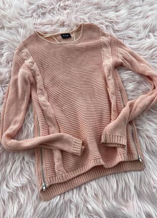 Женский свитер персиковый крупная вязка2 фото