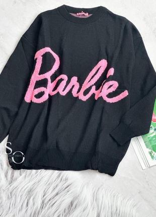 Світшот барбі barbie оверсайз зі спущенним плечем толстовка рожевий чорний білий кофта трендовий стильний