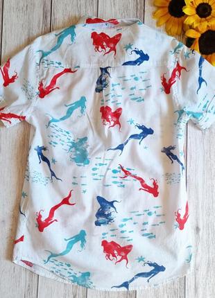 Чоловіча американська сорочка springfield з бавовни з цікавим принтом жіночками русалками4 фото