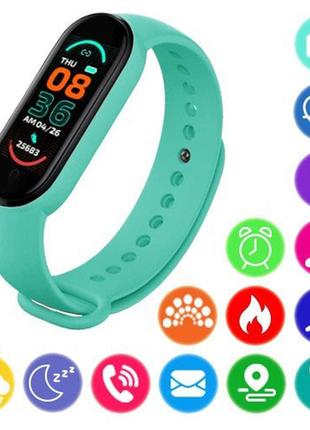 Фитнес браслет fitpro smart band m6 (смарт часы, пульсоксиметр, пульс). цвет: зеленый5 фото