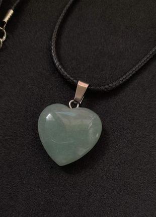 Кулон нефрит сердечко серце натуральний камінь1 фото