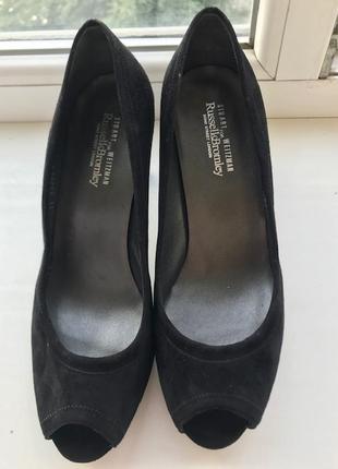 Туфли черные замшевые с открытым носком 38-39р1 фото