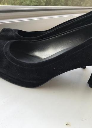 Туфли черные замшевые с открытым носком 38-39р5 фото