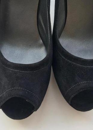 Туфли черные замшевые с открытым носком 38-39р2 фото