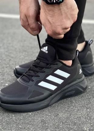 Мужские термо кроссовки adidas черные с белым / мужественные термо кроссовки адедас чёрные с беллим3 фото