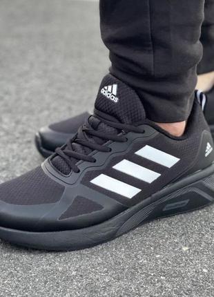 Мужские термо кроссовки adidas черные с белым / мужественные термо кроссовки адедас чёрные с беллим5 фото