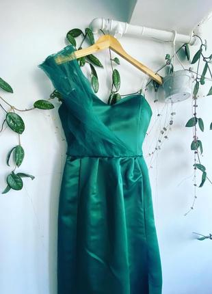 Елегантна вечірня сукня смарагдового кольору, розмір xs-s2 фото