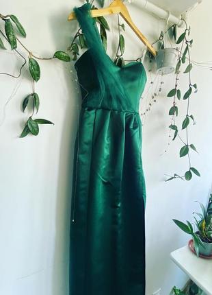 Елегантна вечірня сукня смарагдового кольору, розмір xs-s4 фото