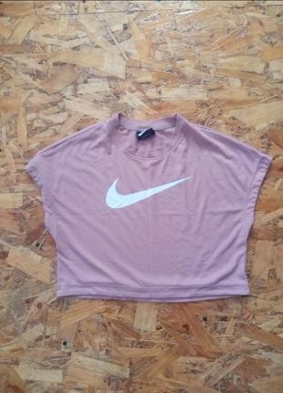 Коттоновая футболка топ разлетайка nike big swooch
